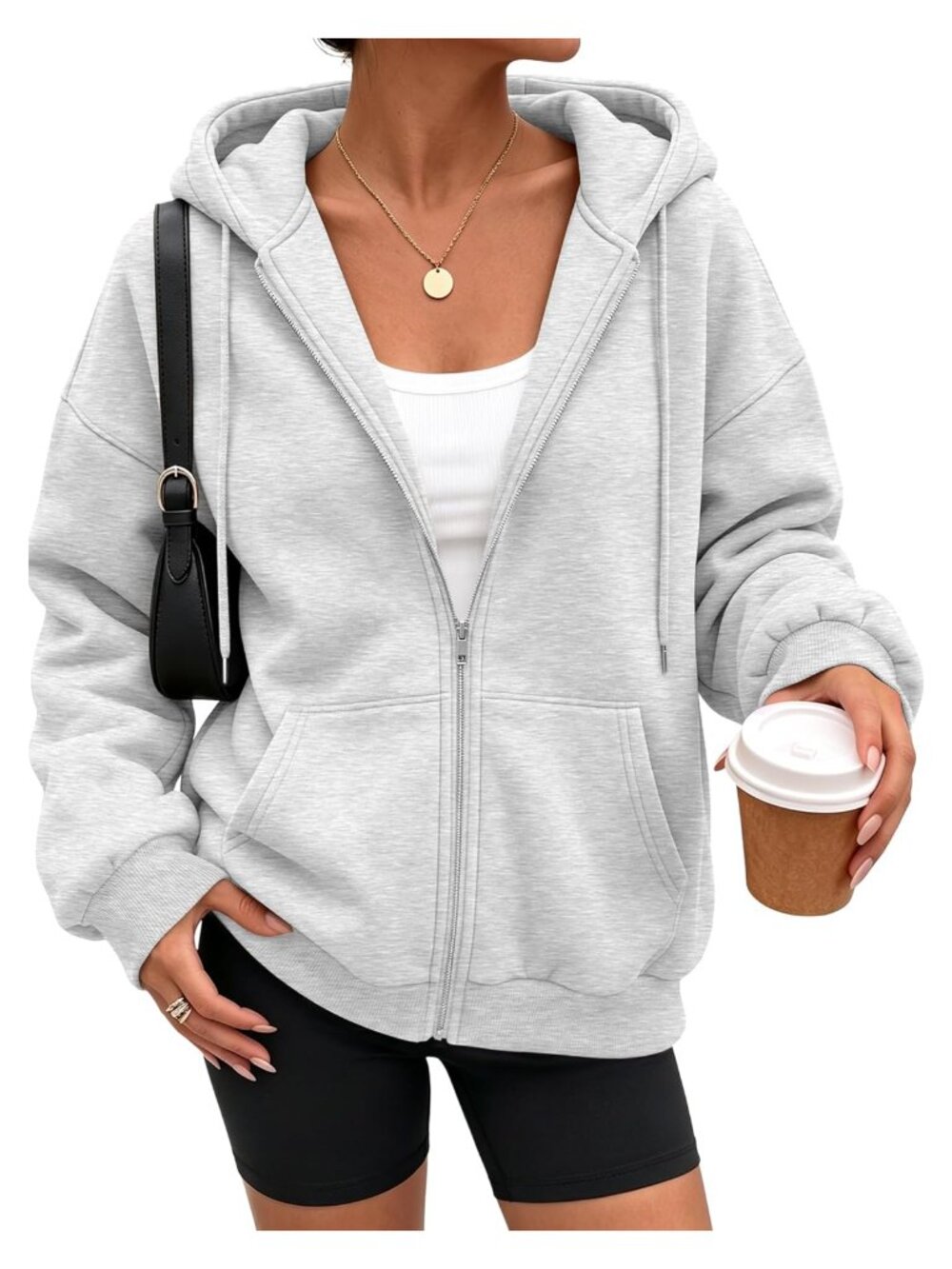 Oversized Zip Up Hoodie Womens Fleece Sweatshirt Fall Layering